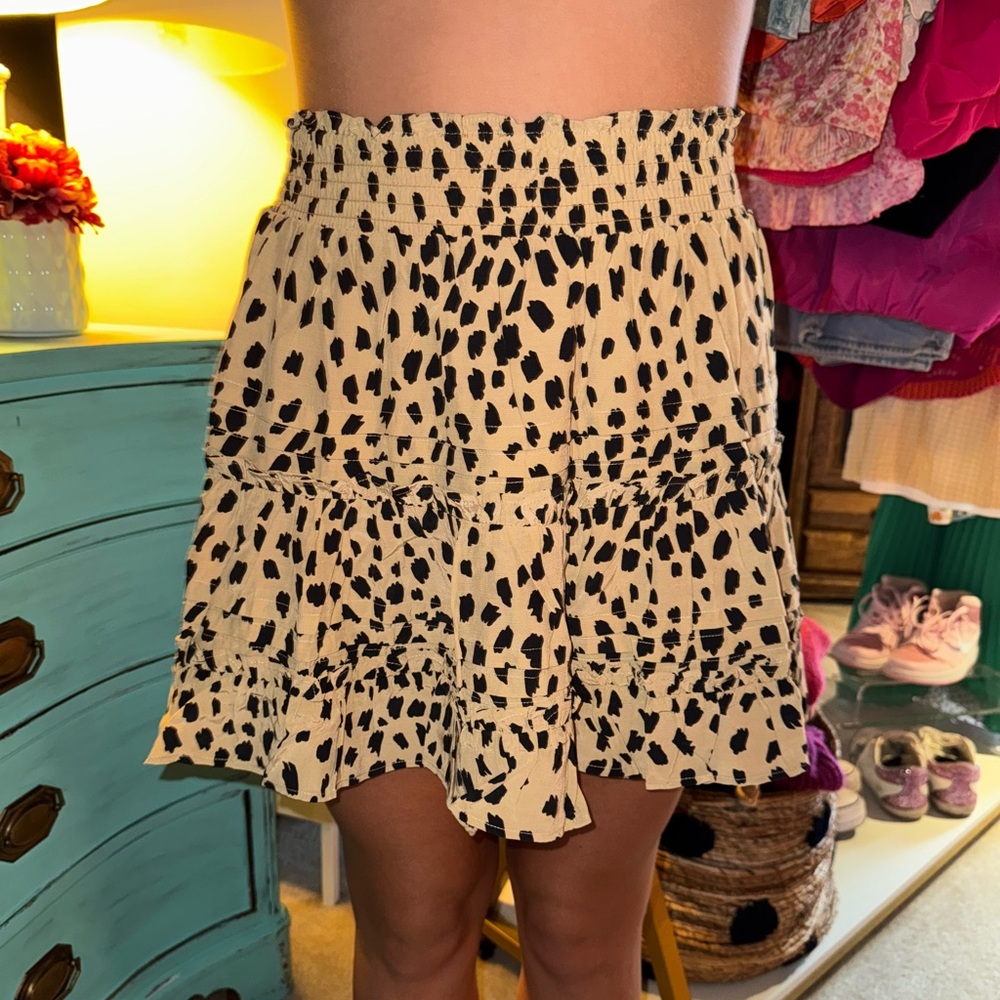 Spotted Ruffle Tiered Skirt